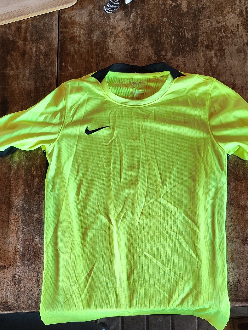 Nike Neon Yellow Short-Sleeve Soccer Jersey with Black Swoosh